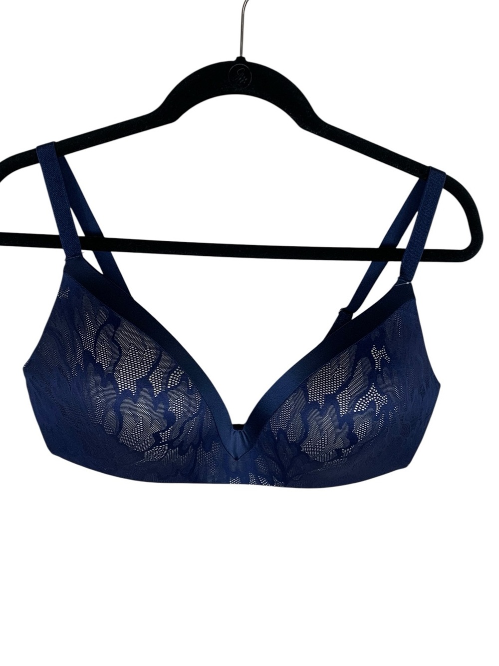 Women's Underoutfit Navy Lace 1258 Satin Grace 3D Molded Bra Size XXL Wireless
